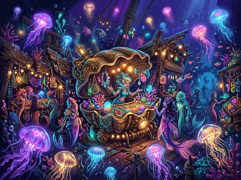 The glowing underwater city of Abyssal Harbor